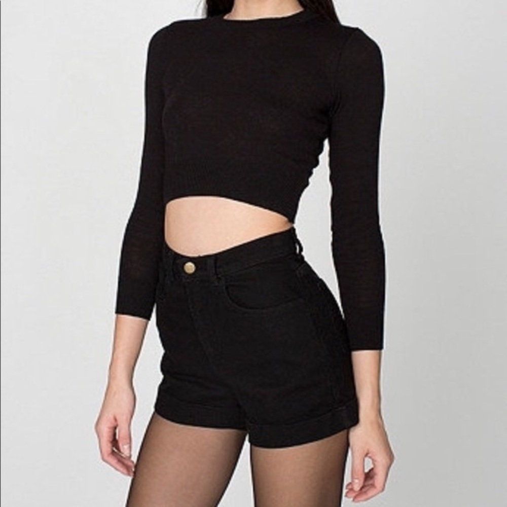 American Apparel Jeans High Waisted Shorts, Black, Size 24/25